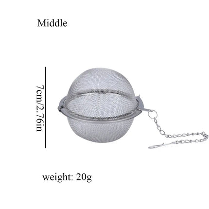Stainless Steel Cooking Spices Infuser Fine Mesh Loose Tea Herbal Strainer Filter with Extended Chain Kitchen Seasoning Balls