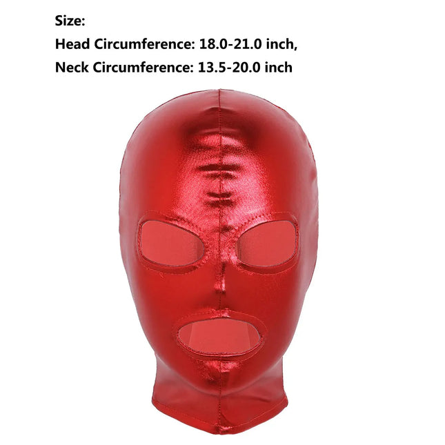 Women Men's Cosplay Face Mask Shiny Bronzing Cloth Open Mouth and Eye Glued Headgear Head Cover Couples Adult Products Sex Toys