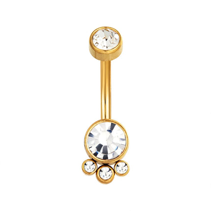 Zircon Golden Belly Button Rings Stainless Steel Piercing 14G 1.6mm 10mm Navel Bar Body Jewelry Men Women Sexy Beach Accessories