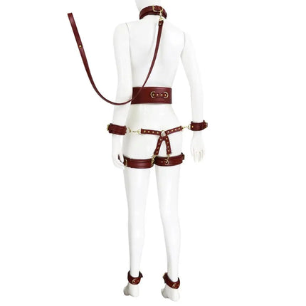 Thierry Sex Toys For Woman Men SM Bondage Set Erotic Restraint Collar & 6 Cuffs & Waistband &Connection Adults Games for Couples