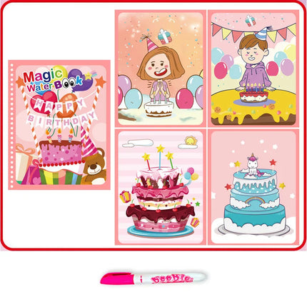 Magic Water Doodle Books Kids Toddlers Drawing Toys Cute Cartoon Unicorn Ocean Forest Animal Reusable Water Painting Cardboard