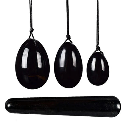 Obsidian Yoni Egg Massage Ball Set Natural Stone Jade Eggs Women Vaginal Kegel Massager Vaginal Muscle Tighten yoni massage wand