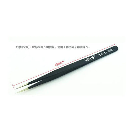 VETUS TS Stainless Steel Eyelashes Tweezers Anti-static Professional Volumn Eyelash Extension Eyebrow Makeup Tool