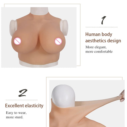 DIY Inflatable Realistic Silicone Fake Boobs Breast Forms Round Collar for Transgender Crossdresser Drag Queen Cosplay
