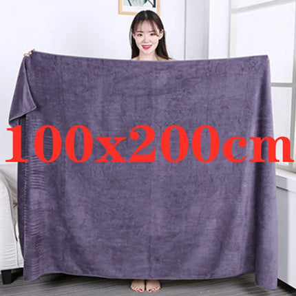 100X200cmSuper thick Microfiber Bath Towels – Super Absorbent, Soft, Fast Drying and Oversized Bath Lines Multip  Grey towel