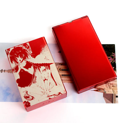 Animation Anime Derivatives Black Red Thin Slim Cigarette Case For Women Metal Aluminum Alloy Sliding Cigarette Box Man Custom