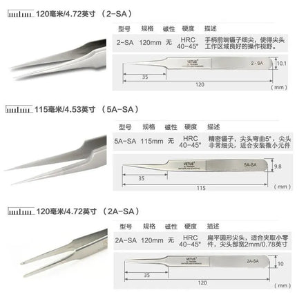 Vetus 6A-SA 3D/6D Volumn Eyelash Extension Tweezers Stainless Steel Fan Lashes Tweezers Excellent Closure Makeup Tools
