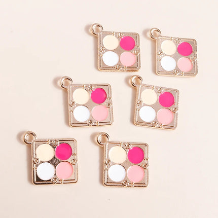 10pcs 21*24mm Fancy Pressed Powder Makeup Box Charms for Jewelry Making Accessories Lady Necklaces Earrings Pendants Keychain