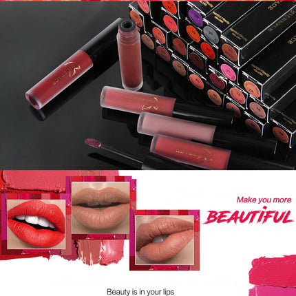 NICEFACE Matte Liquid Lipstick Waterproof Long Lasting Lip Gloss Tint Sexy Red Nude Purple Metallic Lipsticks Makeup Cosmetics