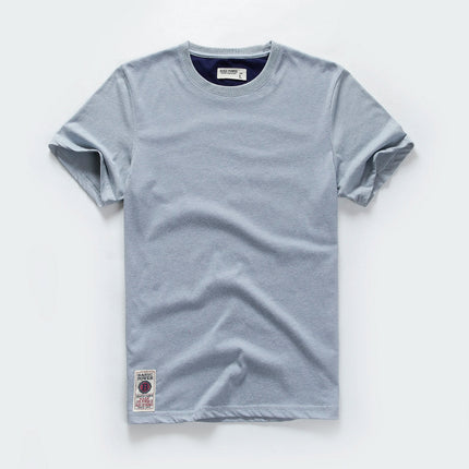 New Men Cotton Solid T-Shirt Mens Short Sleeve T-shirt Multi Pure Color Fancy Yarns T Shirt Color Wine White Blue