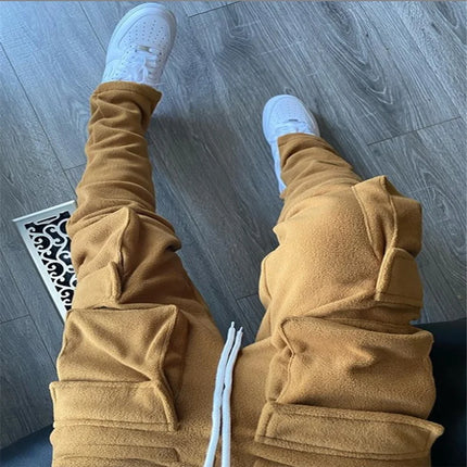 Fleece warm men pants for autumn winter streetwear Men's sweatpants Trousers Work Jogging Outdoor