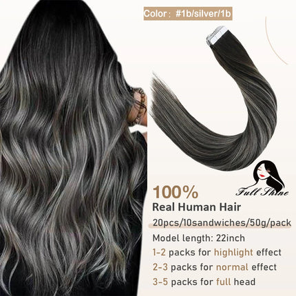 Full Shine Tape In Hair Extensions Human Hair 100% Remy Natural Human Hair Seamless Skin Weft Seamless Color Glue For Women