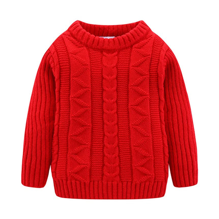 Mudkingdom Girls Boys Sweater Crewneck Cable Knit Pullover for Kids Winter Clothes Fall Long Sleeve Children Sweaters Solid