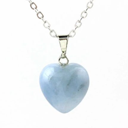 KFT Natural Rose Crystal Quartz Stone Heart Love Pendant Healing Amethyst Aquamarine Chakra Reiki Necklace Mother's Day Gifts