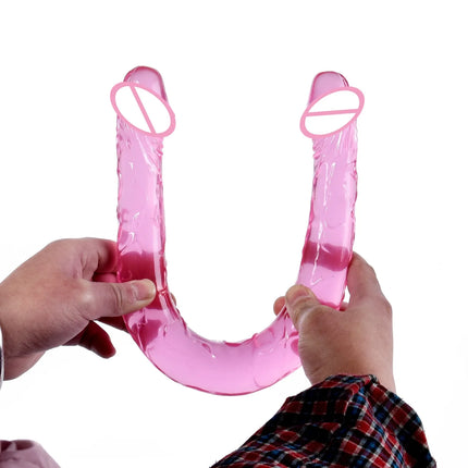 Double Head Dildo Long Jelly Realistic Dildo Double Ended Dildo Flexible Big Penis for Women Masturbator Sex Toys for Lesbian
