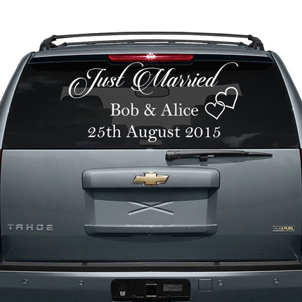 Just Married Car Window Wall Sticker Personalized Custom Wedding Date Groom Bride Names Decal Removable Vinyl Decor Decals Y130