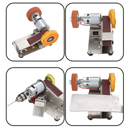 Multifunctional Mini Electric Belt Sander DIY Cutter Edges Sharpener  Adjustable Speed Polisher Machine 10PCS Belt 110V/220V