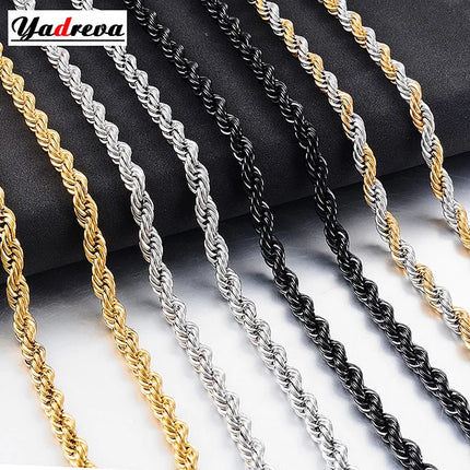 High Quality 2/3/4/5MM Classic Twisted Rope Chain Stainless Steel Necklace No Fade Fashion Jewelry Accessories For Men Women