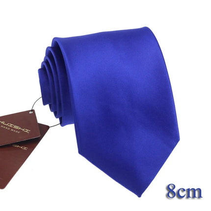 HUISHI 8CM 8 Styles Men's Solid Dark Blue Neck Tie 6cm Waterproof Jacquard Necktie Daily Wear Cravat Wedding Party For Men