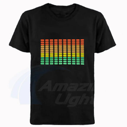 Popular Sound Active Equalizer EL T-shirt Equalizer Light Up Down LED T-shirt Flashing Music Activated LED T-shirts Men Women Tee
