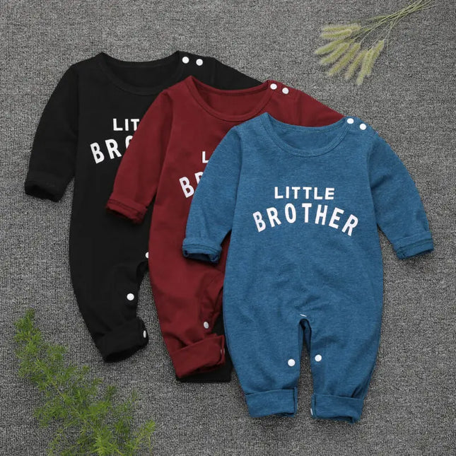 0-24Months Baby Boys Spring Autumn Romper Letter Long Sleeve Baby Boys Jumpsuits Solid Black Blue Playsuit For Baby Boys