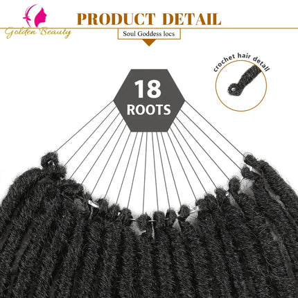 Soul Goddess Faux Locs Crochet Braids Hair Soft Natural Synthetic Braids Dreadlocs 20" 18Strands/Pack With End Curly Extensions