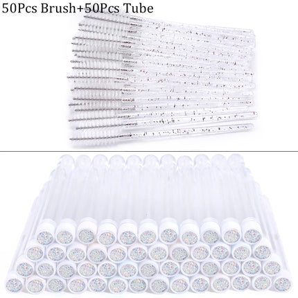 Reusable Eyebrow Brush Tube Eye Lash Brush Replaceable Mascara Wands Dust-proof Sparkling Diamond Eyelash Extension Makeup Tools