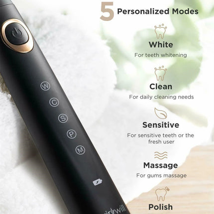 Fairywill Electric Toothbrushes for Adults Kids 5 Modes Smart Timer Rechargeable Whitening Sonic Toothbrush with 10 Brush Heads