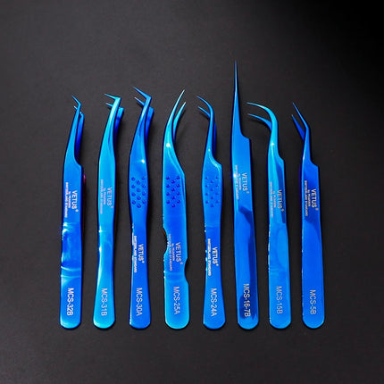 1pcs Vetus MCS Series Blue/Gold/Colorful Russian Volume Bloom Eyelash Extension Tweezers Stainless Precision Lash Tweezers Tools