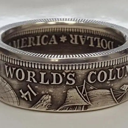 Classic Coin Ring Vintage Morgan Half Dollar "America" Engraved In 1945. We Believe We Will Collect Jewelry
