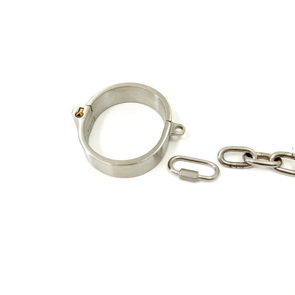 Stealth Lock Metal Stainless Steel Oval Fetters Anklet Cuffs With Detachable Chain Bondage Shackles Adult Restraint BDSM Sex Toy