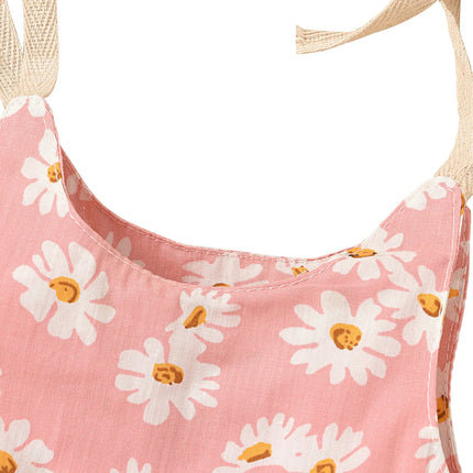 Baby Girl's Romper, Daisy Print Sleeveless Sling Bodysuit One-piece Suit for Birthday Party Photography