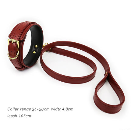 Thierry BDSM Products Bondage PU Leather Collar With Leash  Erotic Sex Toys  Restraint Fetish Adult Games Sex Toys For Couples