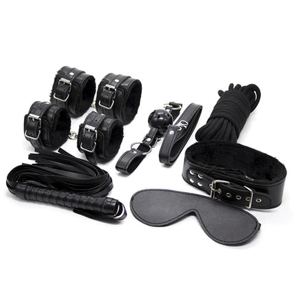 Lots Sex Bondage Kit Set Slave Adult Games Toys Hand Cuffs Ankle Cuff Gag Whip Rope Blindfold nipple clips Frisky Erotic Toys