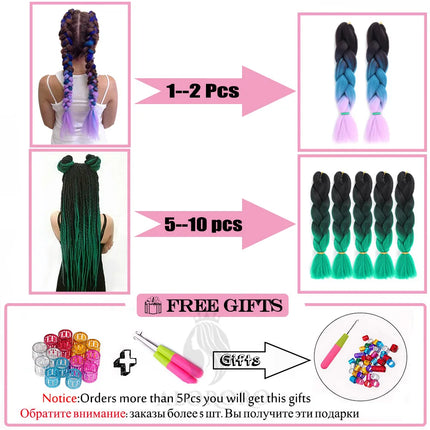 24 Inch Jumbo Braids for Hair Extensions Purple Synthetic Braiding Hair Accessories 100G/Pack Women DIY Hair for Crochet Braid