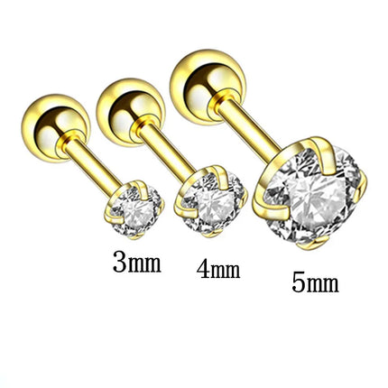 3PCS Crystal Tragus Piercing Earring Set Zircon Cartilage Earrings Stud Set Labret Lip Piercing Bulk Ear Lobe Earring Conch Lot