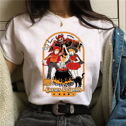 Harajuku Funny Female T-shirt Satan Vintage Graphic Tees Dogs Mommy Can We Keep Him Fashion Short Sleeve T Shirt Women Tops