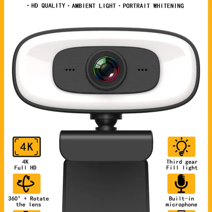 Webcam Mini 4K USB Computer 2K Webcam  Full HD 1080P Web  For Work With Microphone Tripod For PC Laptops Live Streaming Camera