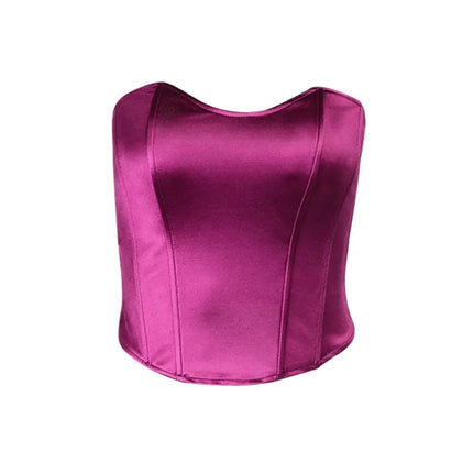 Sexy Women Tube Tops Solid Sleeveless Slim Skinny Corset Cropped Top 2023 Summer Casual Elegant Female Strapless Vest