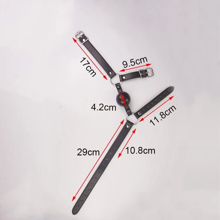 Leather Chin Harness Silicone Rubber Bondage Mouth Ball Gag,BDSM Restraints,Sex Toys For Couples Adult Games