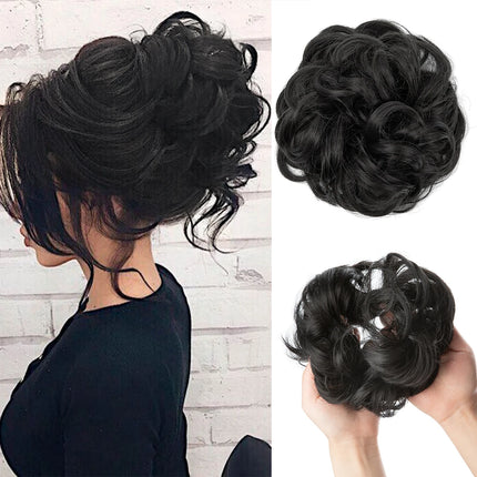 Synthetic Hair Bun Extensions Messy Curly Elastic Hair Scrunchies Hairpieces Synthetic Chignon Donut Updo Hair Pieces for Women