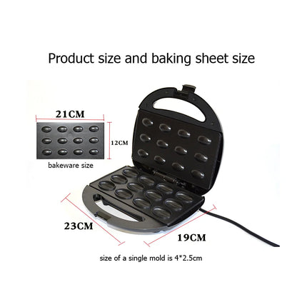 Mini Electric Walnut Cake Maker Automatic Nut Waffle Bread Machine Sandwich Iron Toaster Baking Breakfast Pan Oven EU plug