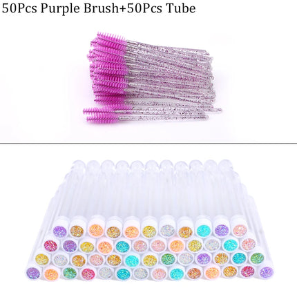 Reusable Eyebrow Brush Tube Eye Lash Brush Replaceable Mascara Wands Dust-proof Sparkling Diamond Eyelash Extension Makeup Tools