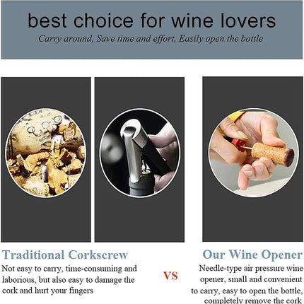 Wine Opener Air Pump Wine Bottle Opener Stainless Steel Pin Cork Remover Air Pressure Corkscrew Kitchen Tools Bar Accessory