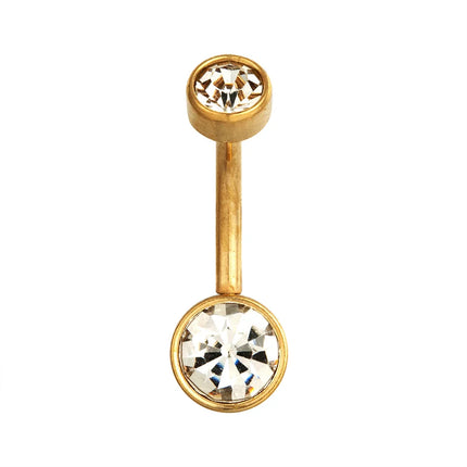 Zircon Golden Belly Button Rings Stainless Steel Piercing 14G 1.6mm 10mm Navel Bar Body Jewelry Men Women Sexy Beach Accessories