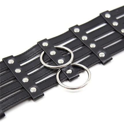 BDSM Black Bondage Collar Neck Sleeve Adjustable Leather Necklace Tow Rope Dog Slave Gay Leash Harness Adult Toy Erotic