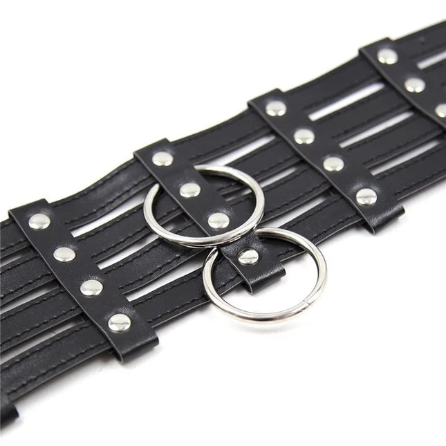 BDSM Black Bondage Collar Neck Sleeve Adjustable Leather Necklace Tow Rope Dog Slave Gay Leash Harness Adult Toy Erotic