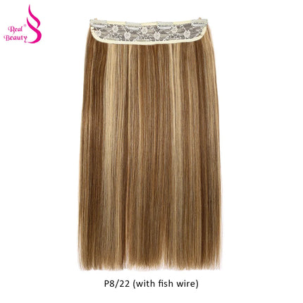 Real Beauty Single Clip In Hair With Adjustable Fish Wire Machine Made Human Hair Clip In Extensions Remy Hair