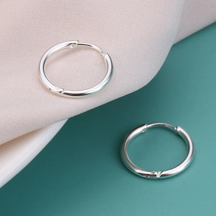 1 pair 2mm Thin Circle Silver color Small Hoops Earring Stainless Steel Anti-allergic Ear Bone Buckle Earring Gothic Ear Jewelry