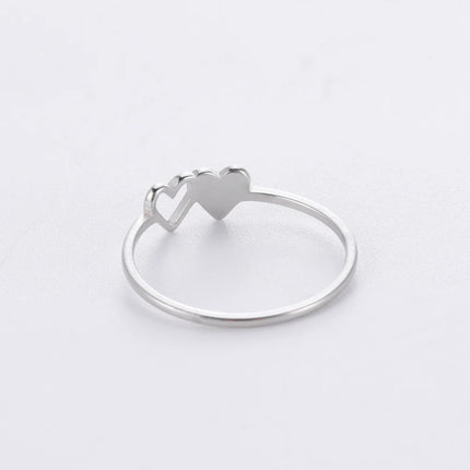COOLTIME Initial Letter Ring for Women Stainless Steel A-Z Alphabet Double Heart Rings Fashion Wedding Anniversary Birthday Gift